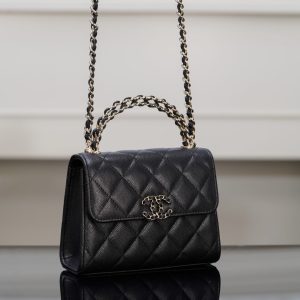 Chanel 25s 交叉手柄kelly 黑金荔枝 竖款 图3