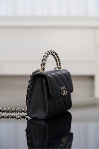 Chanel 25s 交叉手柄kelly 黑金荔枝 竖款 图6