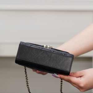 Chanel 25s 交叉手柄kelly 黑金荔枝 竖款 图9
