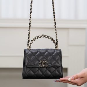 Chanel 25s 交叉手柄kelly 黑金荔枝 竖款 图1