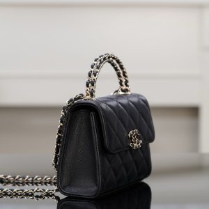 Chanel 25s 交叉手柄kelly 黑金荔枝 竖款 图6