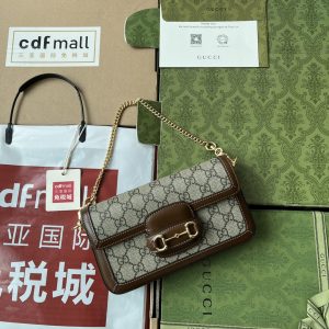。【原厂皮配(Cdfmall三亚免税店手提袋】 Gucci Horsebit 1955系列迷你手袋。Gucci Hors 图1
