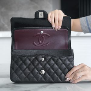 「Classic Flap」经典口盖包 中号 黑牛银 图8