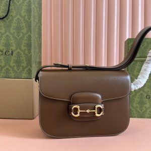 【原厂皮配置全套包装三亚免税店礼袋】Gucc” 1955 Horsebit Bag!经典的马衔扣+Monogram+棕色 图1