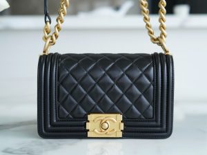 Chanel Leboy 小羊皮黑金 小号 图2