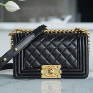 Chanel Leboy 小羊皮黑金 小号 图1