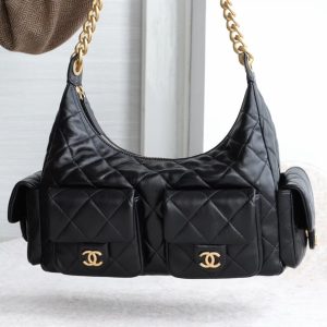 CHAENL 25c 大号嬉皮 hobo bag 黑金 图1