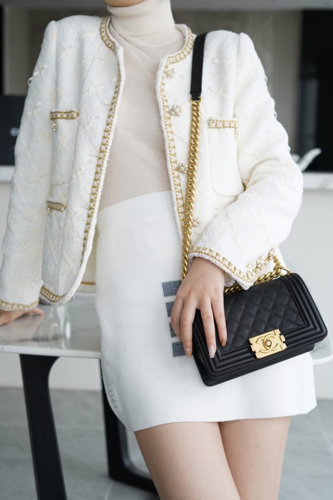 Chanel leboy 大球纹黑金小号 图1