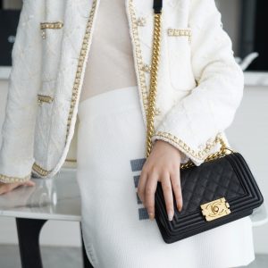 Chanel leboy 大球纹黑金小号 图1