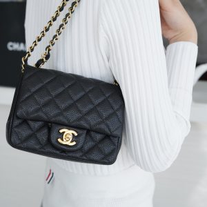 CF Classic Flap |荔枝纹 方胖子 黑金 图6
