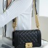 Chanel Leboy 小羊皮黑金 小号 图1