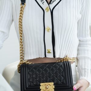 Chanel Leboy 小羊皮黑金 小号 图3
