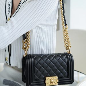 Chanel Leboy 小羊皮黑金 小号 图1