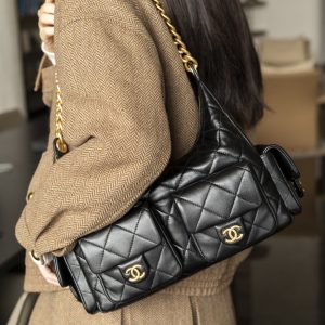 CHAENL 25c 大号嬉皮 hobo bag 黑金 图3