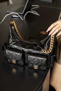 CHAENL 25c 大号嬉皮 hobo bag 黑金 图5