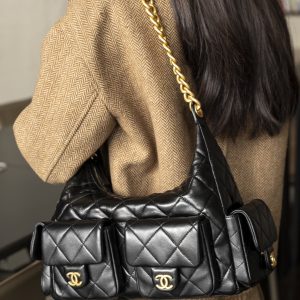 CHAENL 25c 大号嬉皮 hobo bag 黑金 图8