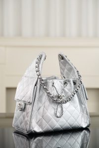 Chanel 26c 25bag 抽绳水桶包 银色银扣小号 图3