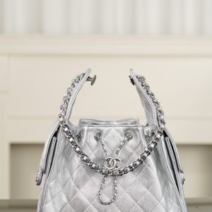 Chanel 26c 25bag 抽绳水桶包 银色银扣小号 图1