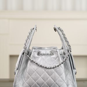Chanel 26c 25bag 抽绳水桶包 银色银扣小号 图2