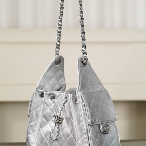 Chanel 26c 25bag 抽绳水桶包 银色银扣小号 图6