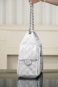 Chanel 26c 25bag 抽绳水桶包 银色银扣小号 图7