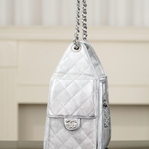 Chanel 26c 25bag 抽绳水桶包 银色银扣小号 图7