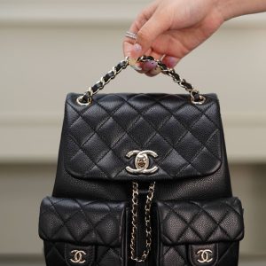 CHANEL 23P新款 Duma双肩 牛皮 中号黑色 图1