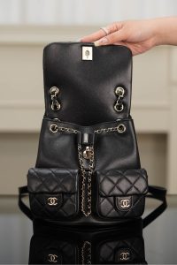 CHANEL 23P新款 Duma双肩 牛皮 中号黑色 图5