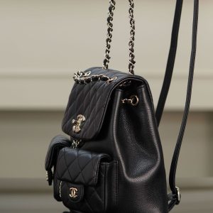 CHANEL 23P新款 Duma双肩 牛皮 中号黑色 图4