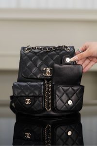 CHANEL 23P新款 Duma双肩 牛皮 中号黑色 图6
