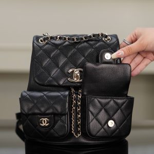 CHANEL 23P新款 Duma双肩 牛皮 中号黑色 图6