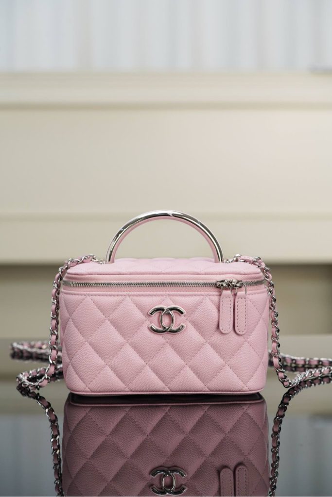 Chanel 25P 隐藏款 手柄长盒子包 粉色 荔枝牛 图1