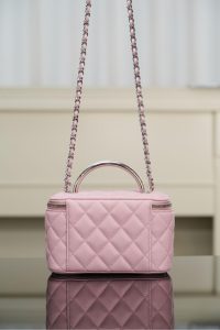 Chanel 25P 隐藏款 手柄长盒子包 粉色 荔枝牛 图6