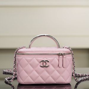 Chanel 25P 隐藏款 手柄长盒子包 粉色 荔枝牛 图1
