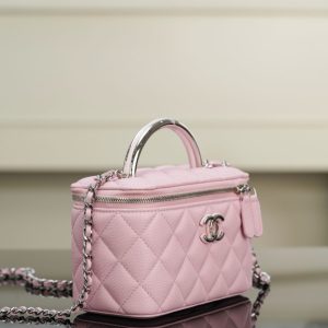 Chanel 25P 隐藏款 手柄长盒子包 粉色 荔枝牛 图3