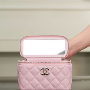 Chanel 25P 隐藏款 手柄长盒子包 粉色 荔枝牛 图4