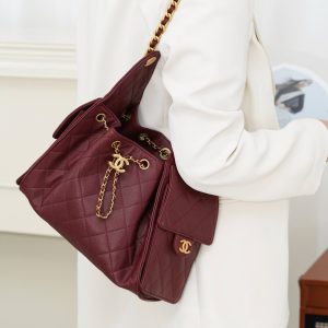Chanel small hobo 酒红色 小号 图1