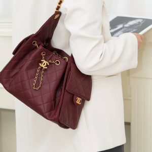 Chanel small hobo 酒红色 小号 图6