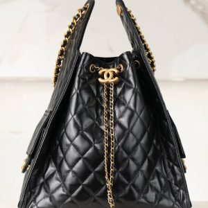 Chanel 嬉皮hobo包 黑金中号 图1