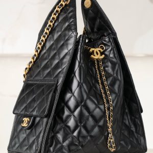 Chanel 嬉皮hobo包 黑金中号 图3