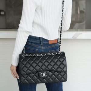 CF Classic Flap Jumbo |黑银 羊皮 图6