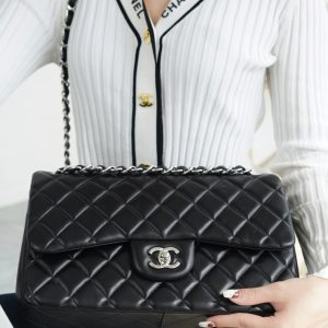 CF Classic Flap Jumbo |黑银 羊皮 图9