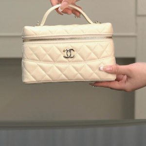 Chanel 25c 手柄盒子包 荔枝牛 米白 图1