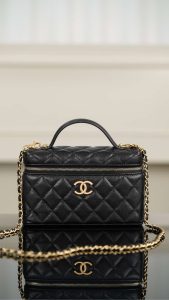 Chanel 25P 新款饭盒包 黑金 荔枝牛 图1