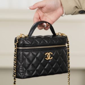 Chanel 25P 新款饭盒包 黑金 荔枝牛 图4