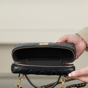 Chanel 25P 新款饭盒包 黑金 荔枝牛 图8