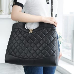 Chanel 31bag 大号黑色 褶皱小牛皮 图5
