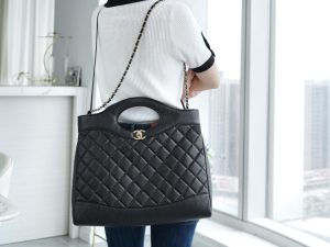 Chanel 31bag 大号黑色 褶皱小牛皮 图9