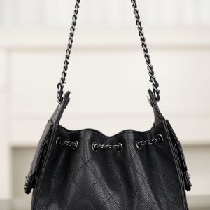 Chanel 26C系列 25bag mini鱼子酱 黑球银 图2