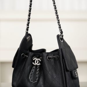 Chanel 26C系列 25bag mini鱼子酱 黑球银 图4